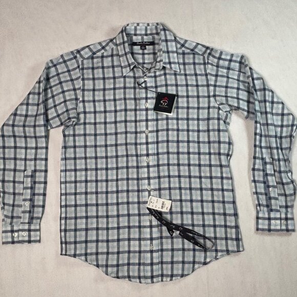 Brooks Brothers Shirt Mens Large White Blue Plaid 100% Irish Linen NWT - Picture 3 of 11